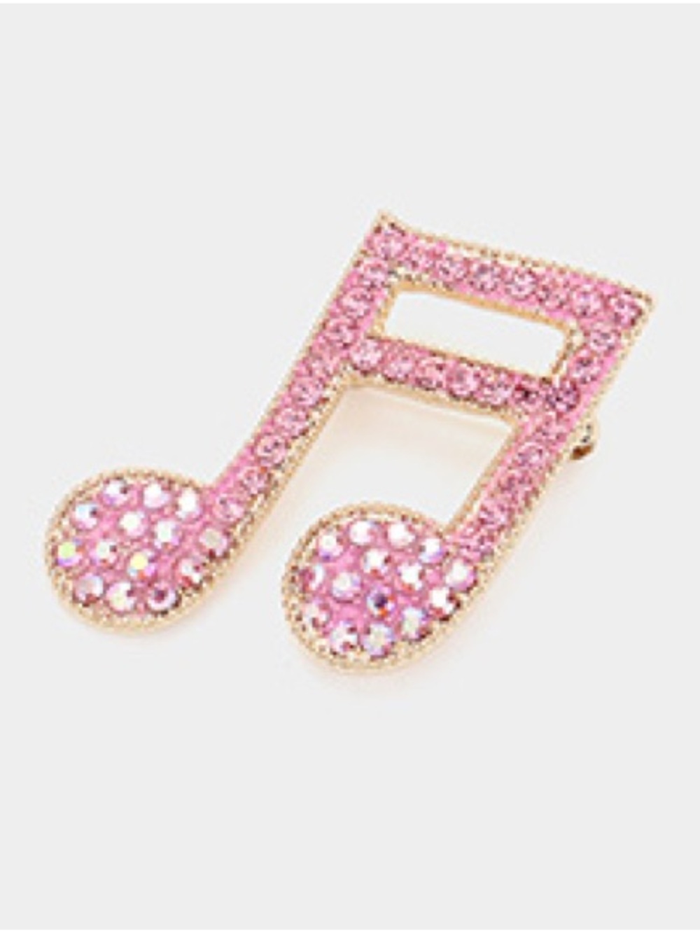 Pink Crystal Music Note Brooch Pin
